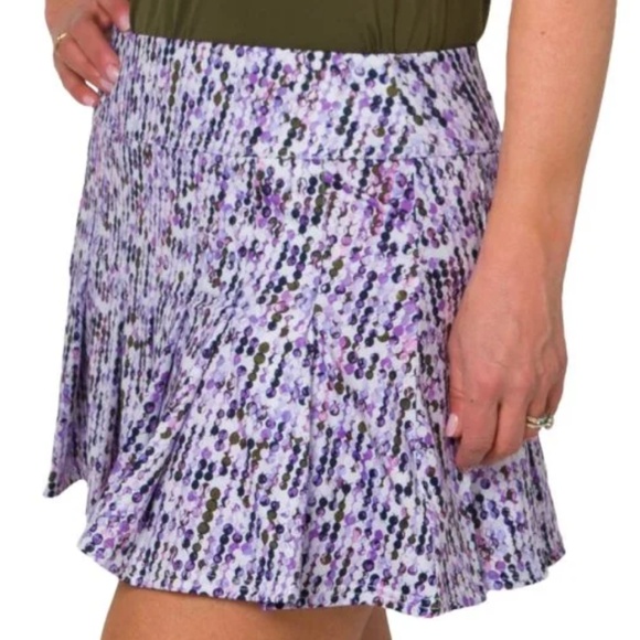 JoFit Women's Pleat Short Golf Skirt in Jewel Print Purple - Picture 3 of 4
